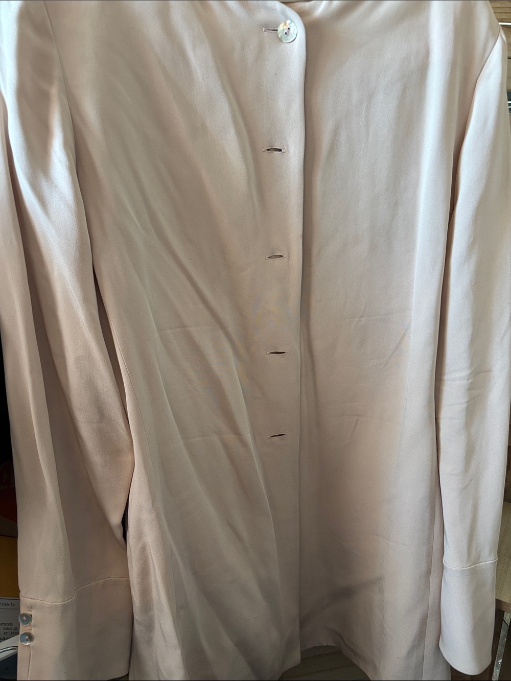 Dana Buchman Light Tan  Long-Sleeve Silk Button Front Jacket 16
